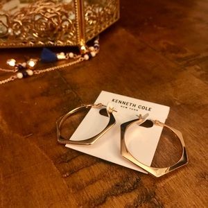 Kenneth Cole - Hexagonal Hoop Gold earrings